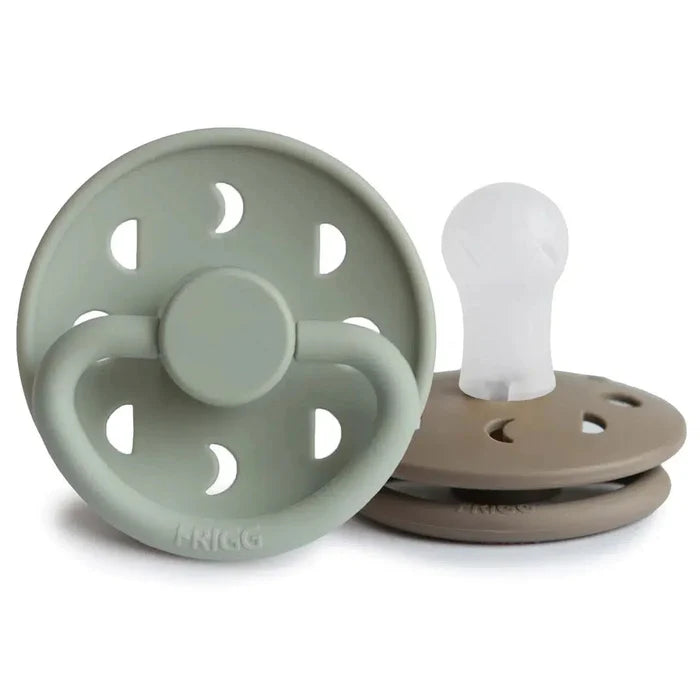 Mushie - FRIGG Moon Silicone Pacifier 2-Pack - Sage & Portobello-Pacifiers + Clips-0-6 Months-Posh Baby