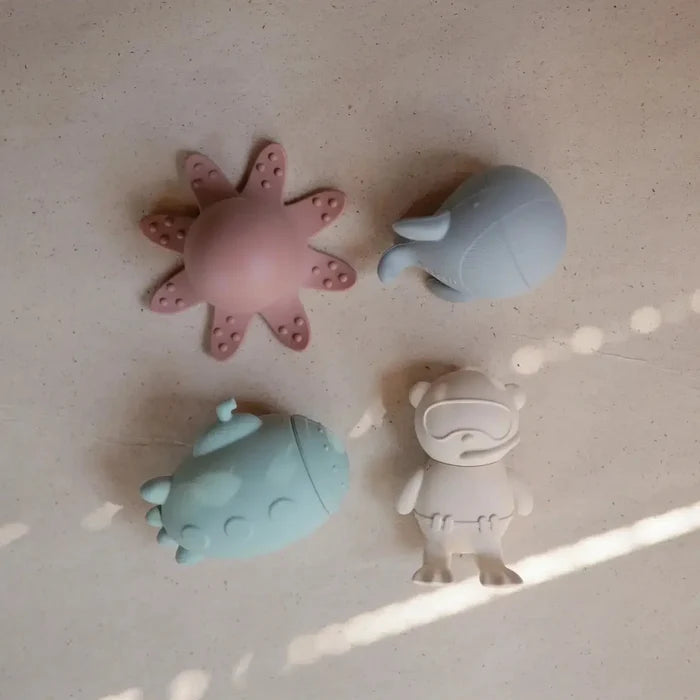 Mushie - Sealife Mold Free Bath Play Set - 4 Pack-Bath Toys-Posh Baby