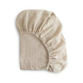 Mushie - Muslin Mini Crib Sheet - Fog-Mini Crib Sheets-Posh Baby