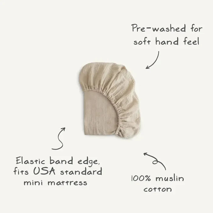 Mushie - Muslin Mini Crib Sheet - Pastel Blooms-Mini Crib Sheets-Posh Baby