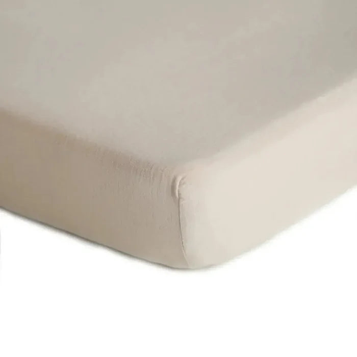 Mushie - Muslin Mini Crib Sheet - Fog-Mini Crib Sheets-Posh Baby