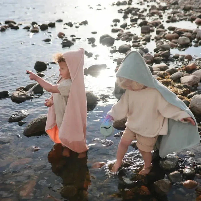 Mushie - Organic Cotton Baby Hooded Towel - Blush-Towels + Washcloths-Posh Baby