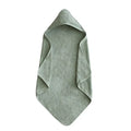 Mushie - Organic Cotton Baby Hooded Towel - Moss-Towels + Washcloths-Posh Baby