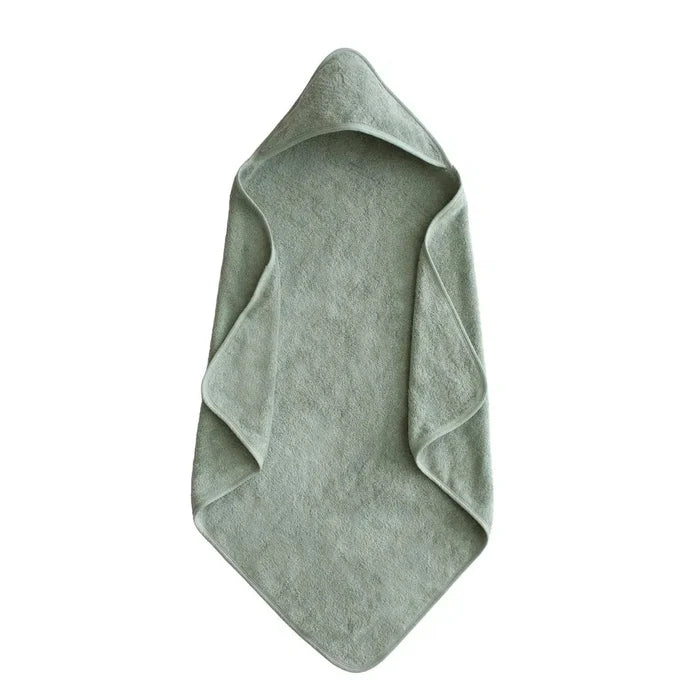 Mushie - Organic Cotton Baby Hooded Towel - Moss-Towels + Washcloths-Posh Baby