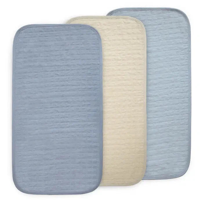 Mushie - Organic Cotton Changing Pad Liner 3-Pack - Blue Combo-Changing Pads + Covers-Posh Baby