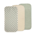 Mushie - Organic Cotton Changing Pad Liner 3-Pack - Olive Check Combo