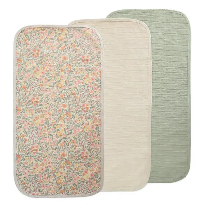 Mushie - Organic Cotton Changing Pad Liner 3-Pack - Pastel Blooms Combo-Changing Pads + Covers-Posh Baby
