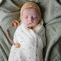 Mushie - Organic Cotton Muslin Swaddle Blanket - Leaves-Swaddle Blankets-Posh Baby