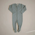 Mushie - Organic Zipper Footie - Roman Green-Footies + Rompers (Basic)-0-3M-Posh Baby