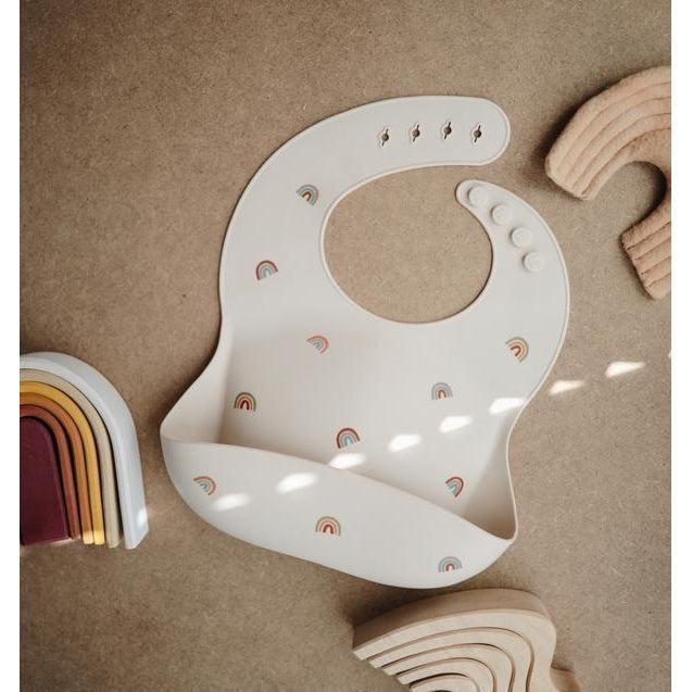 Mushie - Silicone Baby Bib - Rainbow-Bibs + Burps-Posh Baby