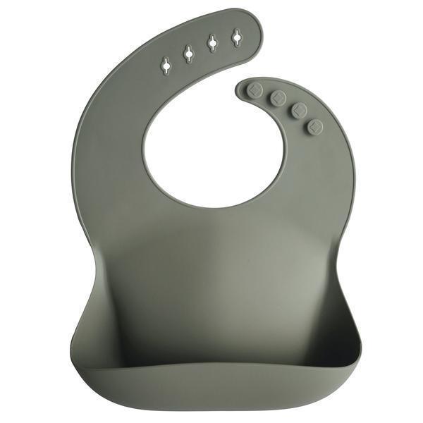 Mushie - Silicone Baby Bib - Silver Sage-Bibs + Burps-Posh Baby