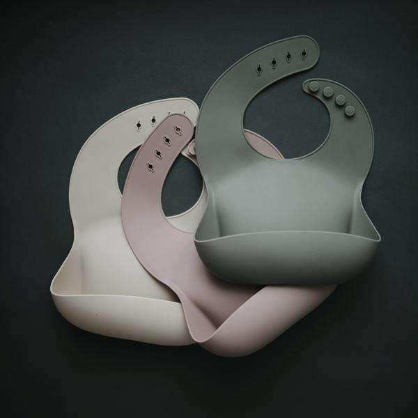 Mushie - Silicone Baby Bib - Silver Sage-Bibs + Burps-Posh Baby