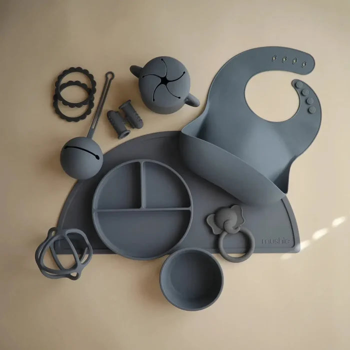 Mushie - Silicone Baby Bib - Tradewinds-Bibs + Burps-Posh Baby