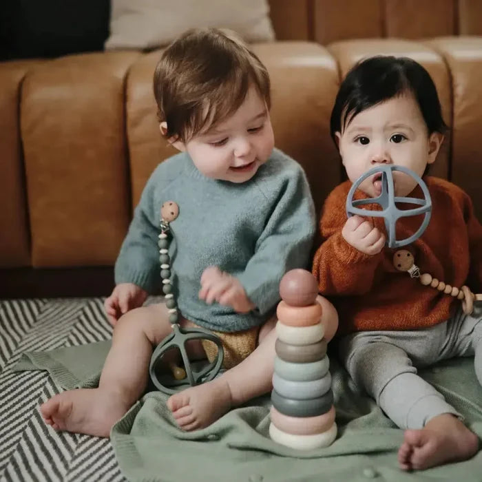 Mushie - Silicone Ball Teether - Tradewinds-Rattles + Teething Toys-Posh Baby