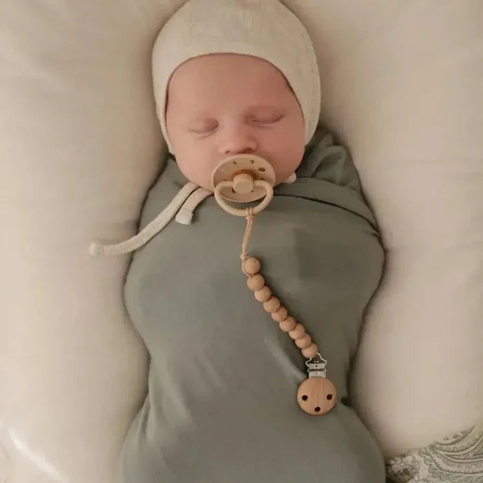 Mushie - Silicone Pacifier Clip - Hera (Select Color)-Pacifiers + Clips-Shifting Sands-Posh Baby