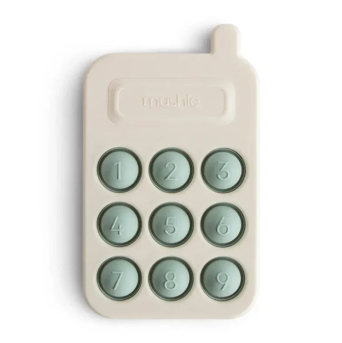 Mushie - Silicone Phone Press Toy-Pretend Play-Cambridge Blue-Posh Baby