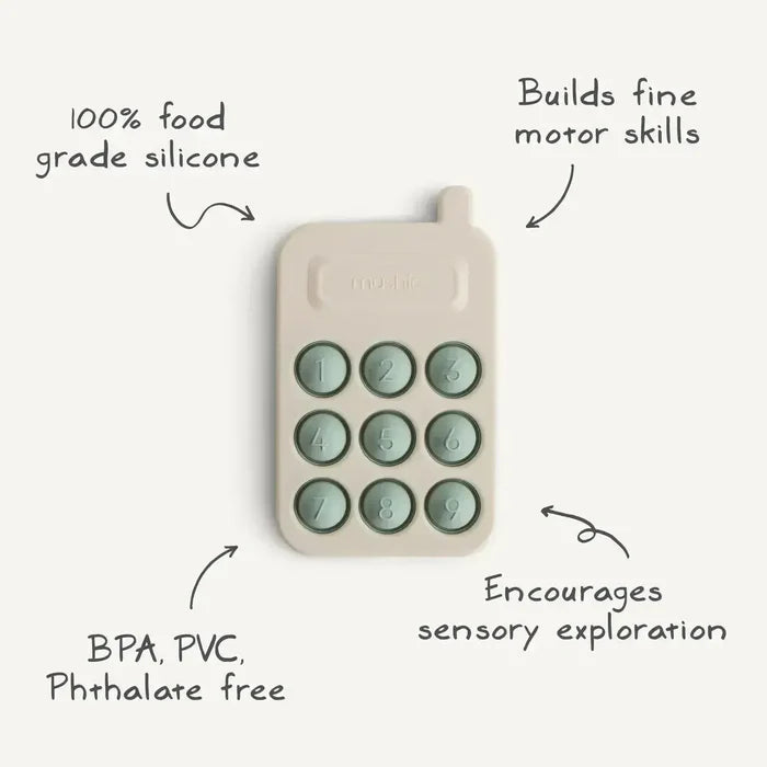 Mushie - Silicone Phone Press Toy-Pretend Play-Cambridge Blue-Posh Baby