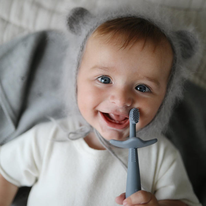 Mushie - Silicone Star Training Toothbrush - Tradewinds-Grooming + Hygiene-Posh Baby