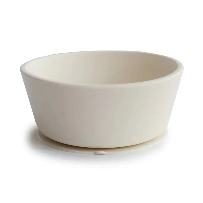 Mushie - Silicone Suction Bowl - Ivory-Plates + Bowls + Cups + Utensils-Posh Baby