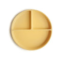 Yellow divided plate on a white background