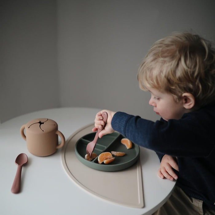 Mushie - Silicone Suction Plate - Dried Thyme-Plates + Bowls + Cups + Utensils-Posh Baby