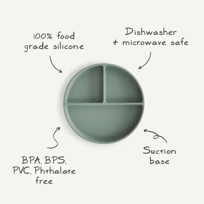 Mushie - Silicone Suction Plate - Woodchuck-Plates + Bowls + Cups + Utensils-Posh Baby
