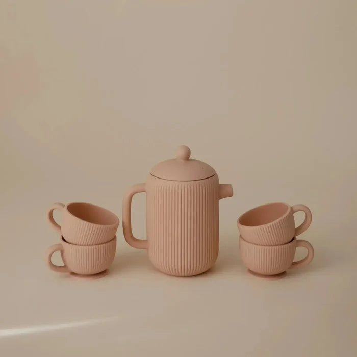 Mushie - Silicone Tea Play Set-Pretend Play-Blush-Posh Baby