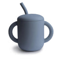 Mushie - Silicone Training Cup & Straw - Tradewinds-Plates + Bowls + Cups + Utensils-Posh Baby