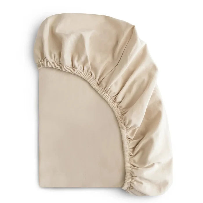 Mushie - Stretchy Crib Sheet - Fog-Crib Sheets-Posh Baby