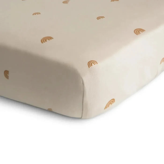 Mushie - Stretchy Crib Sheet - Rainbows-Crib Sheets-Posh Baby