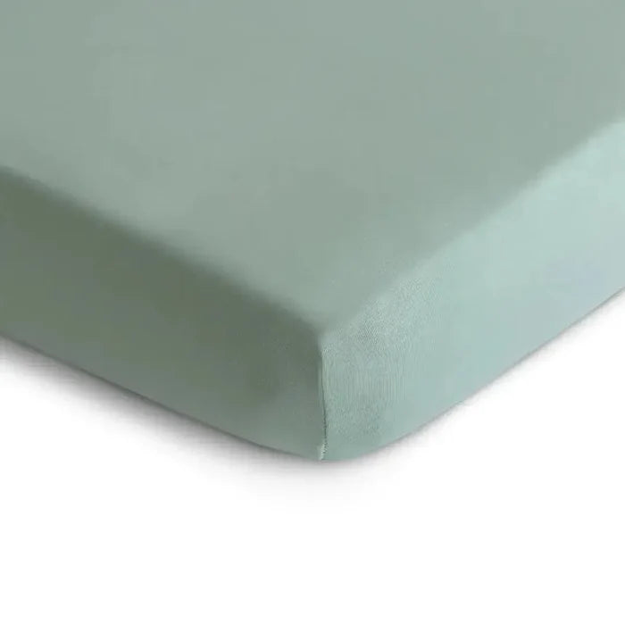 Mushie - Stretchy Crib Sheet - Roman Green-Crib Sheets-Posh Baby