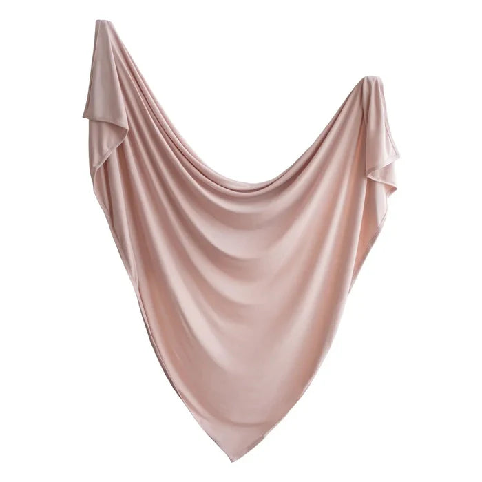 Mushie - Stretchy Swaddle Blanket - Blush-Swaddle Blankets-Posh Baby