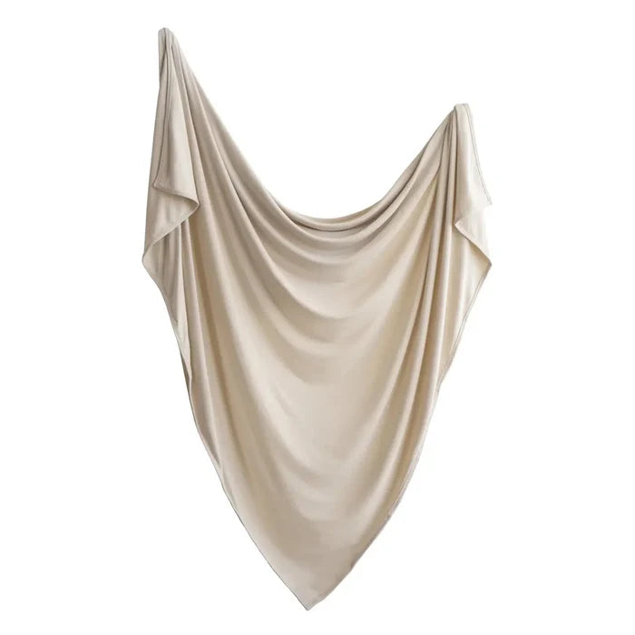 Mushie - Stretchy Swaddle Blanket - Fog-Swaddle Blankets-Posh Baby