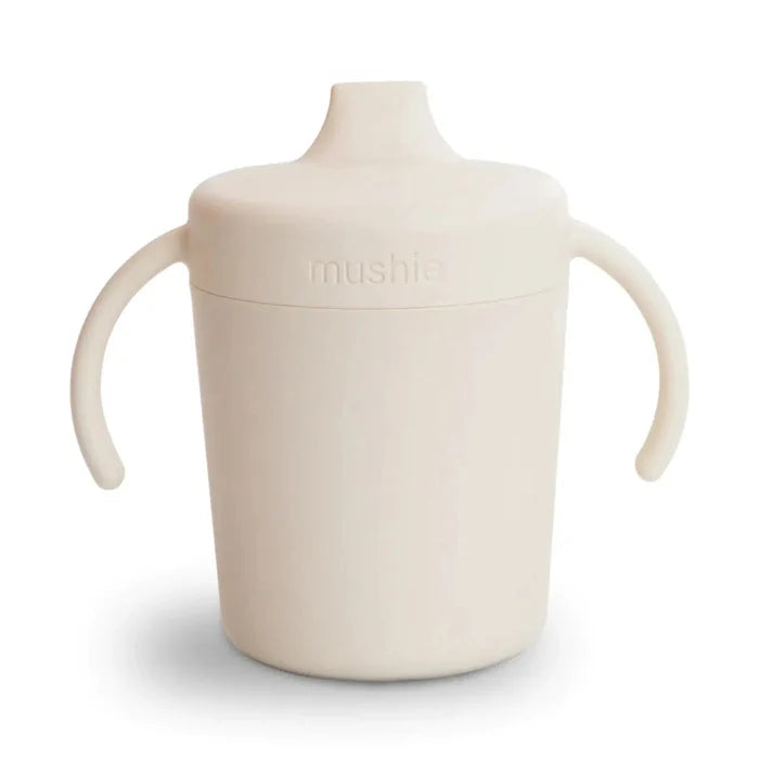 Mushie - Trainer Sippy Cup - Ivory-Plates + Bowls + Cups + Utensils-Posh Baby