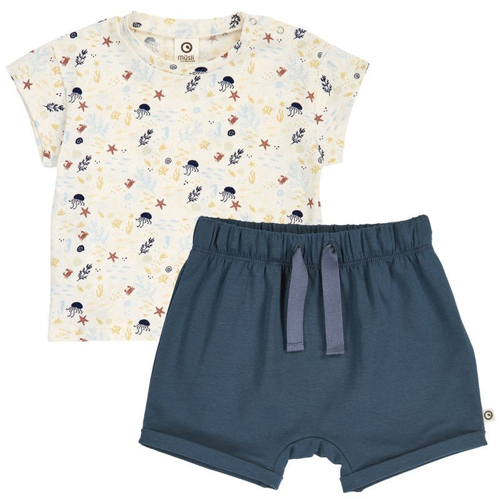 Musli - Short Sleeve Tee & Shorts Set - Sea Life-Sets-0-3M-Posh Baby
