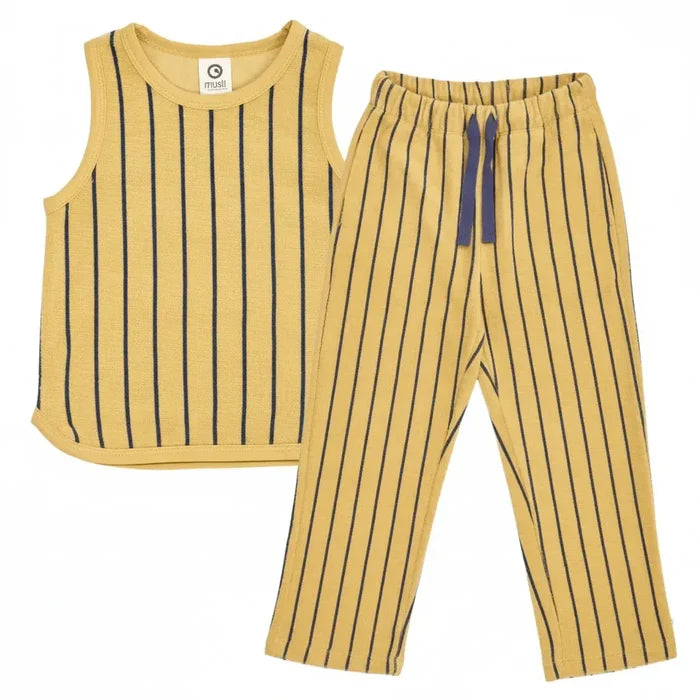 Musli - Terry Tank Top & Pant Set - Navy Stripe-Sets-6-9M-Posh Baby
