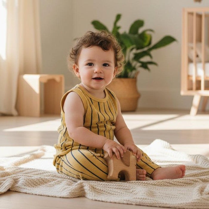 Musli - Terry Tank Top & Pant Set - Navy Stripe-Sets-6-9M-Posh Baby