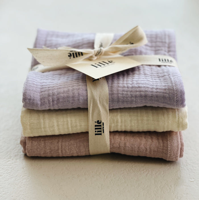 MUSLIN CLOTHS 3 PACK - giftset lavender
