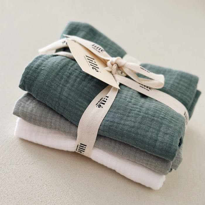 MUSLIN CLOTHS 3 PACK - giftset perfect green