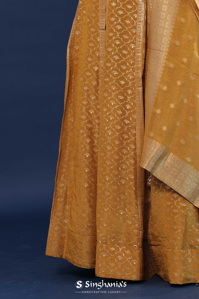 <img> Mustard Yellow Banarasi Lehenga Set