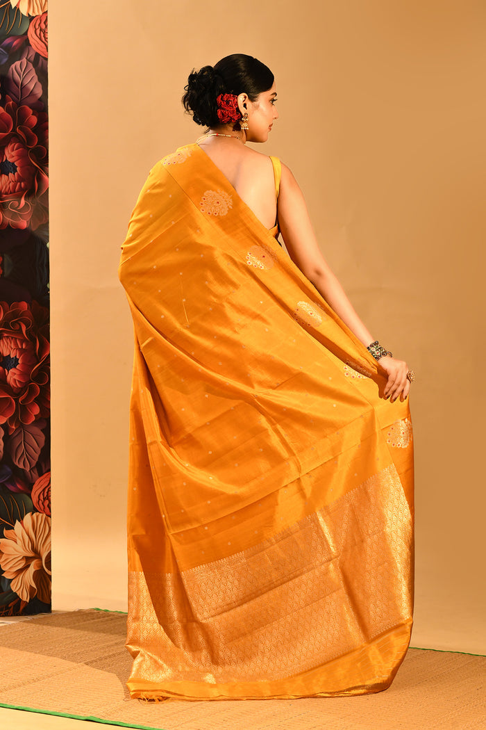 Mustard Yellow Banarasi Silk Saree