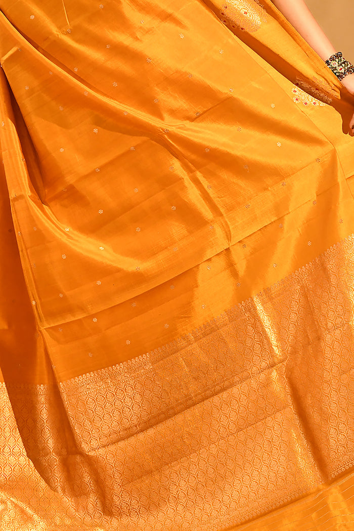 Mustard Yellow Banarasi Silk Saree