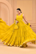 Mustard Yellow Georgette Layered Anarkali Set