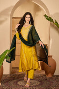 Mustard Yellow Silk Sequin Work Kurta Set