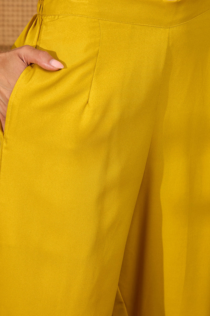 Mustard Yellow Silk Sequin Work Kurta Set