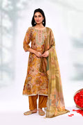Mustard Yellow Tissue Floral Printed Kurta Set