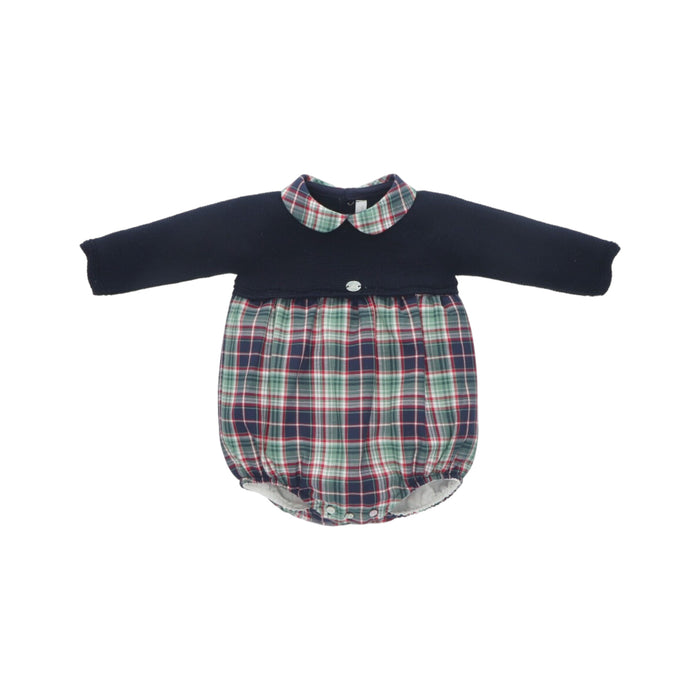 Natale Tartan Half-Knitted Romper