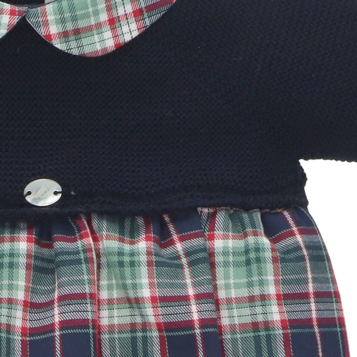 Natale Tartan Half-Knitted Romper
