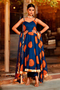 <img> Navy Blue Chiffon Anarkali Set