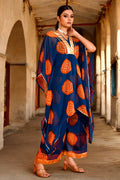 Navy Blue Chiffon Kaftans Set